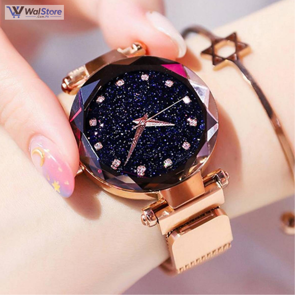 Classy Rose Gold Ladies Magnetic Wrist Watch For Women Price In Pakistan